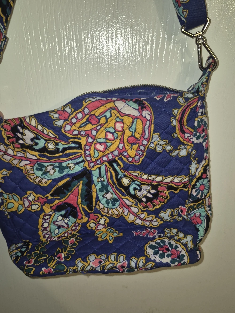 Vera Bradley Blue Floral Quilted Crossbody Bag